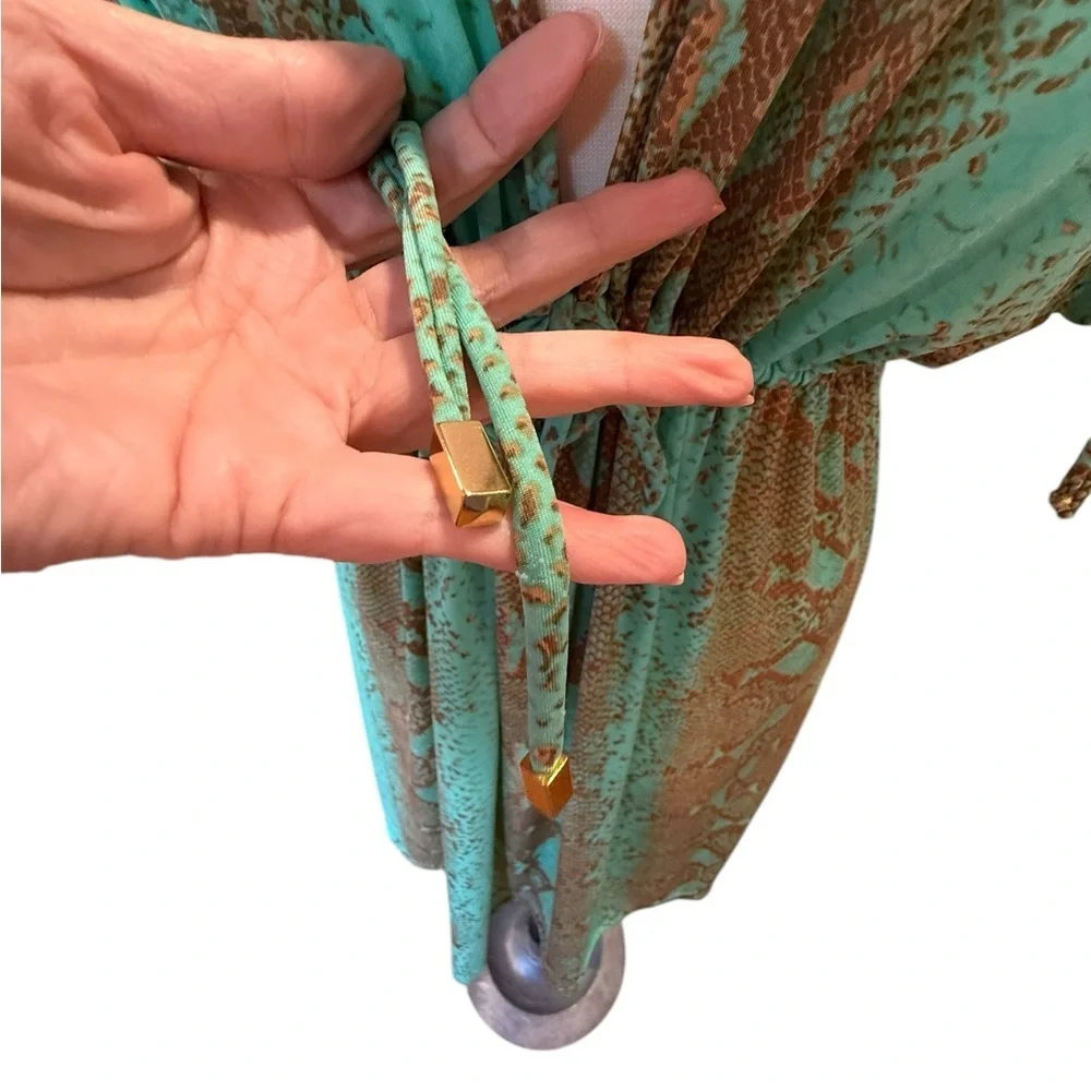 ViX by Paula Hermanny Snakeskin Print Beach Coverup Drawstring Deep V Neck Large - Picture 9 of 14